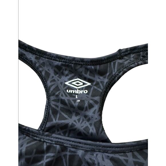 Umbro Womens Black & Gray Printed Racerback Sports Bra Size L Youth - Picture 7 of 8